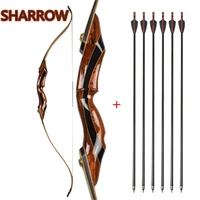 58 archery takedown recurve bow 25 55lbs rh american hunting bow with 6pcs glassfiber arrow for hunting shooting accessories