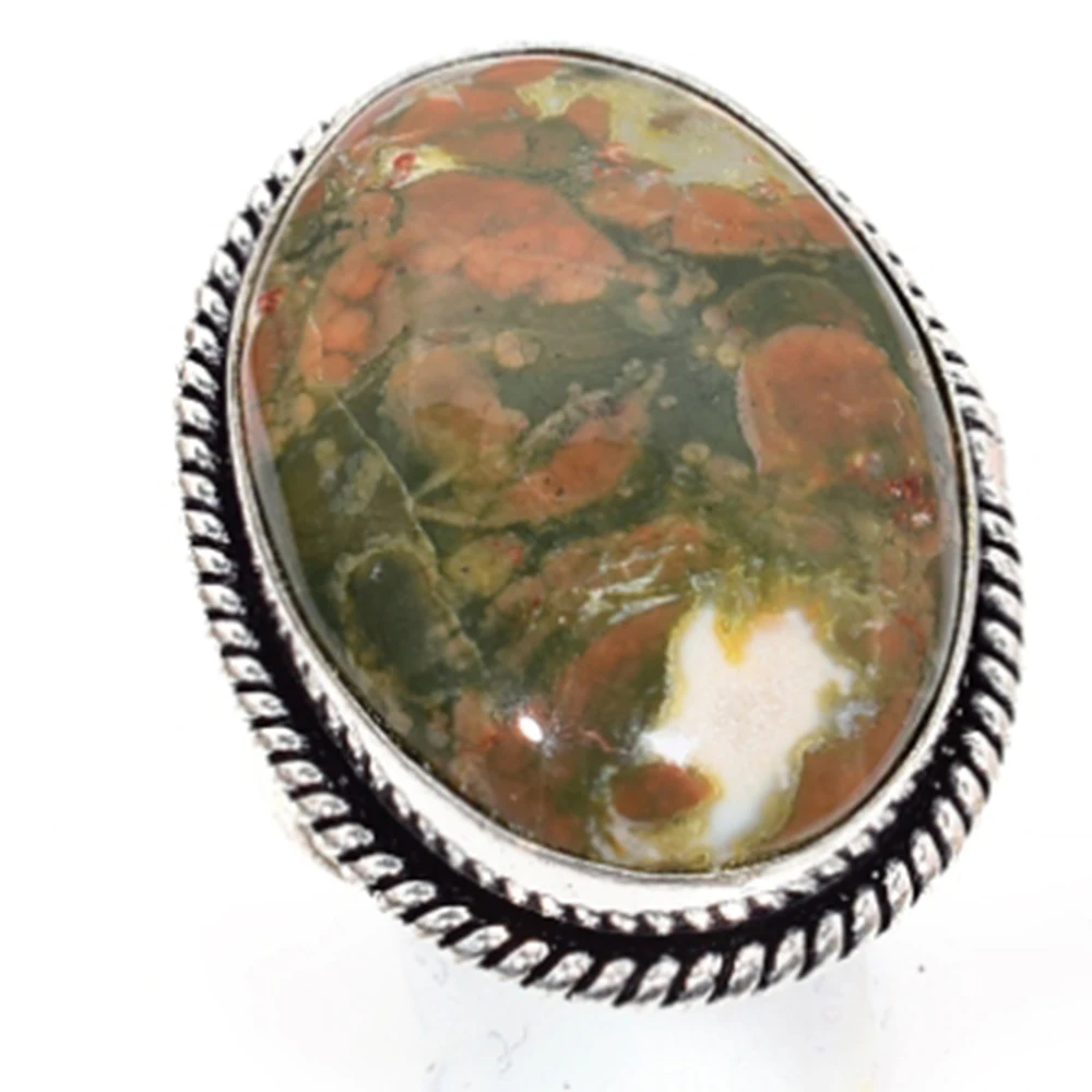 Rhyolite Ring Silver Overlay over Copper USA Size 7.25 R5728|Кольца| |