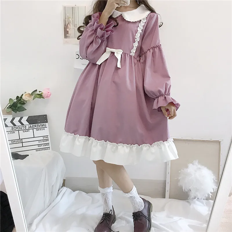 Милое розовое платье в стиле &quotЛолита&quot с завышенной талией милое Повседневное