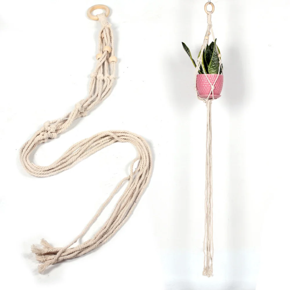 

Подвесной цветочный горшок из чистого хлопка ручной работы в богемном стиле, подвесная корзина для дома, гостиной, спальни, декоративный го...