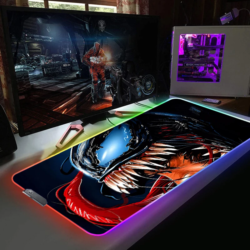 Коврик для мыши Venom RGB игровые аксессуары большой компьютерный коврик с