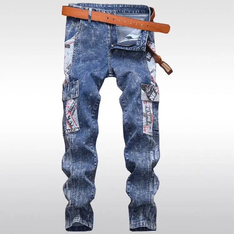 

New Arrivals Men's Fashion Denim Pants Biker Ripped Skinny Trousers Denim Jeans