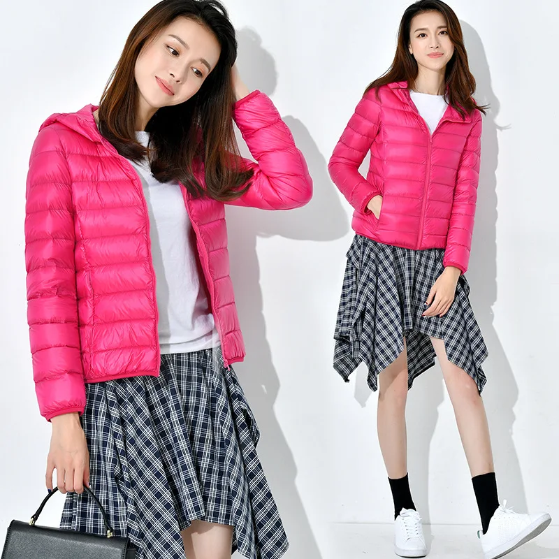 

JCHB 2021 Winter Ultra Light Casual Slim Warm Coat Female Coat Solid Zipper Short Womens Parka Duck Warm Jackets Fashion Outerwe