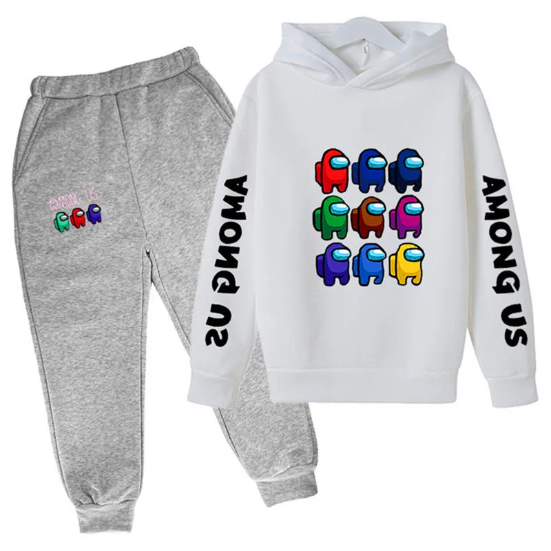 

2021 Boys Spring Two Fake Clothing Sets Kids Boys Among Us Bow Street Sets Children Hoodies + Pants 2 pcs Clothing Set Baby