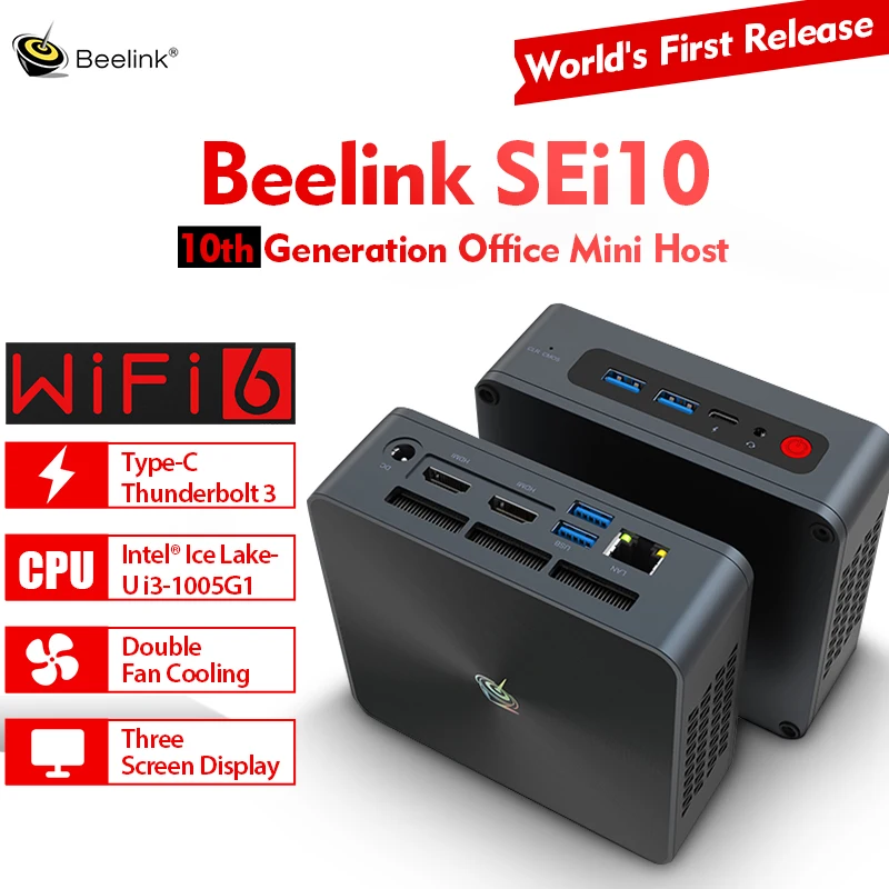 BEELINK SEi10 Офисные Мини ПК 3 4 ГГц Intel ледяное озеро U i3 1005G1 WI FI 6 4K три Экран Дисплей Windows