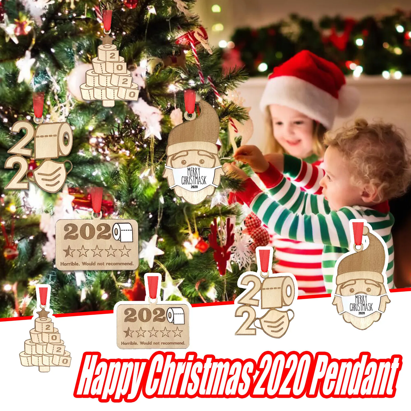 Смешанный Художественный Деревянный кулон на рождественскую елку 2020 1 звезда не
