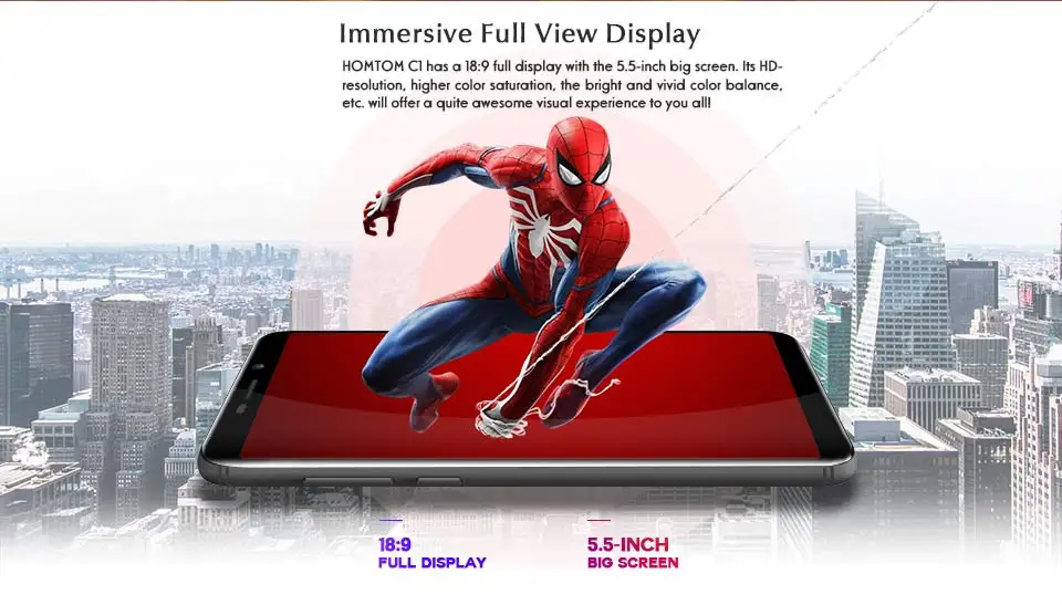 Оригинальная версия HOMTOM C1 16G rom 5," мобильный телефон 13 МП камера отпечаток пальца 18:9 дисплей Android 8,1 MT6580A разблокировка смартфона