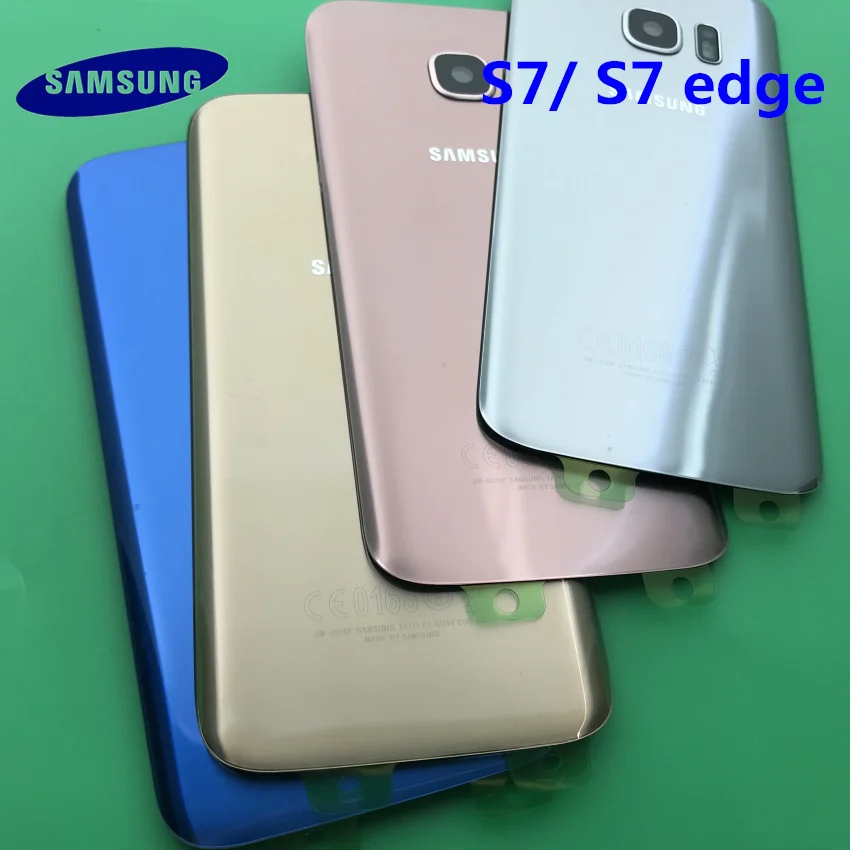 Чехол для задней батареи samsung Galaxy S7 G930 G930F S7 edge G935 G935F задняя дверь корпус стеклянная панель Запасная часть