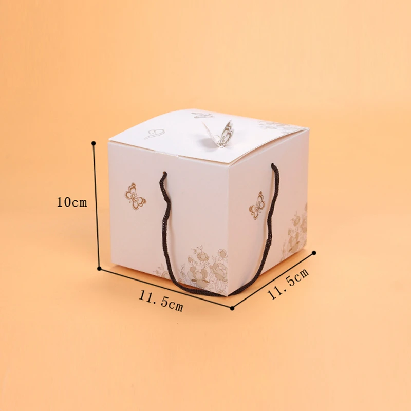100 шт. белая бумажная коробка с ручками бабочка крафт-бумага подарочная