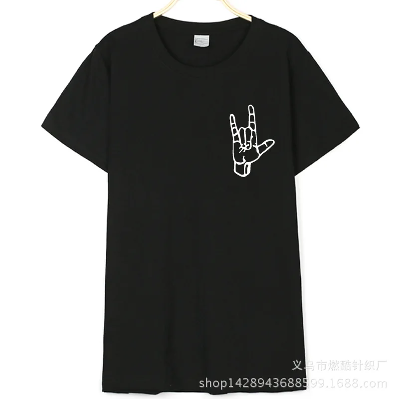 

New I Love You Gesture Letter Print Short-sleeved Men's and Women's T-shirts