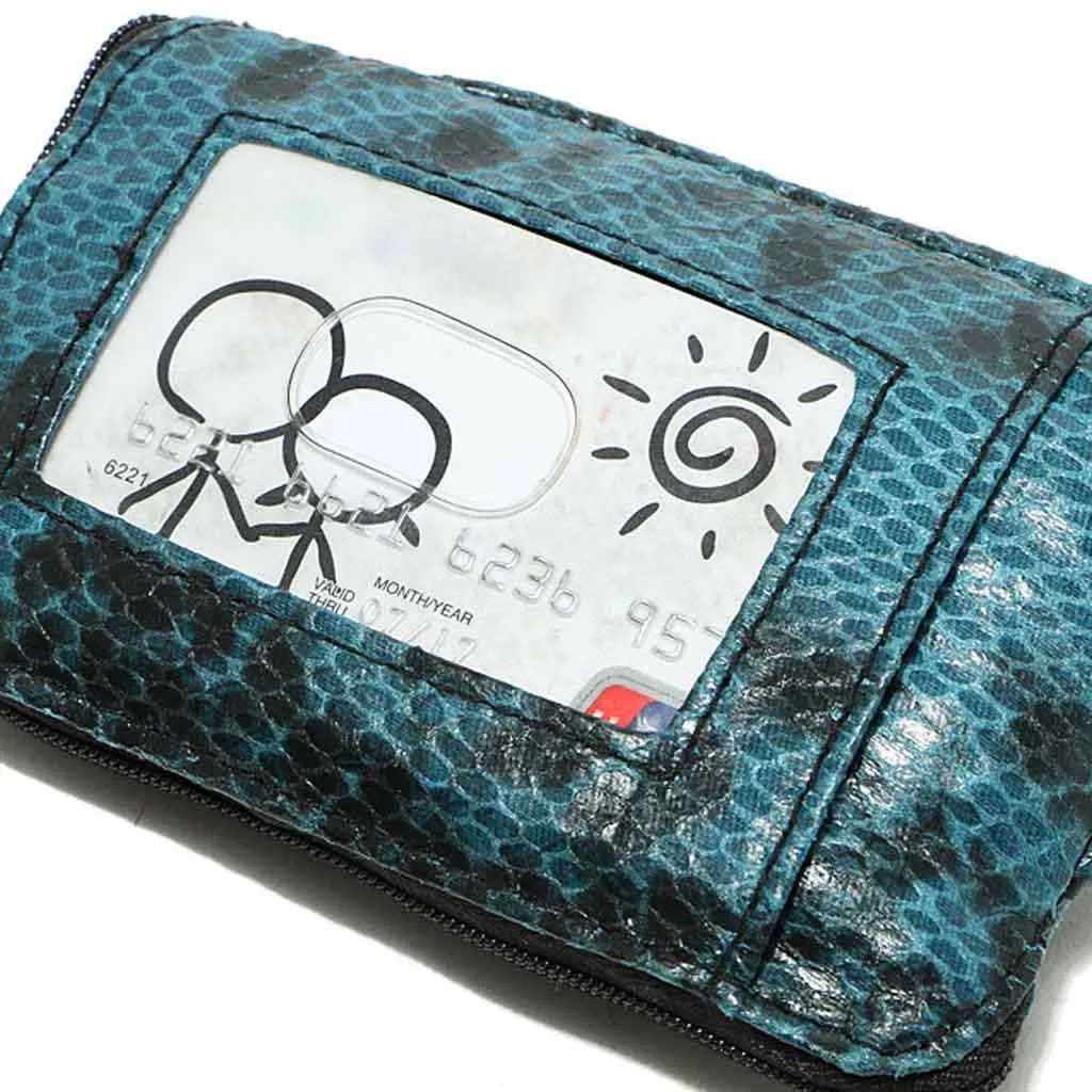 Унисекс кожаный держатель для карт со змеиным принтом пряжка бумажника