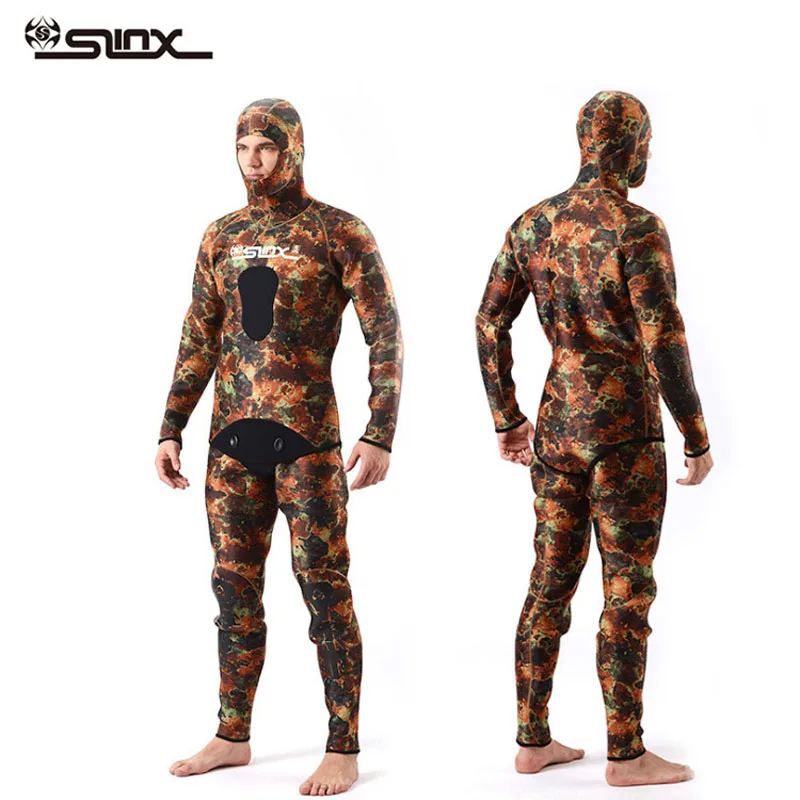 Мужской 5 мм Подводная охота Премиум камуфляж неопрен гидрокостюм Подводное