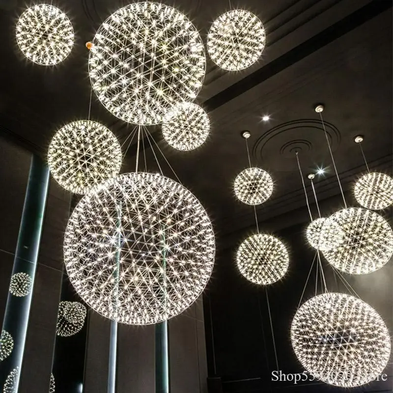 

Modern Spark Ball Pendant Lights Firework Hanglamp Stainless Steel Loft Bedroom Home Decor Luminaire Suspendu Fixture 110-240V