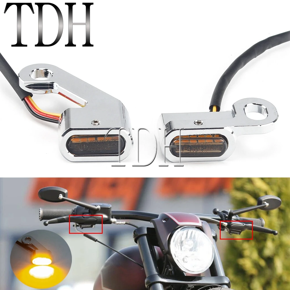 

2pcs Motorcycle 12V Mini LED Turn Signal Lamp For Harley Touring Softail Dyna Road King Street Glide Fat Bob E-Mark Amber Light