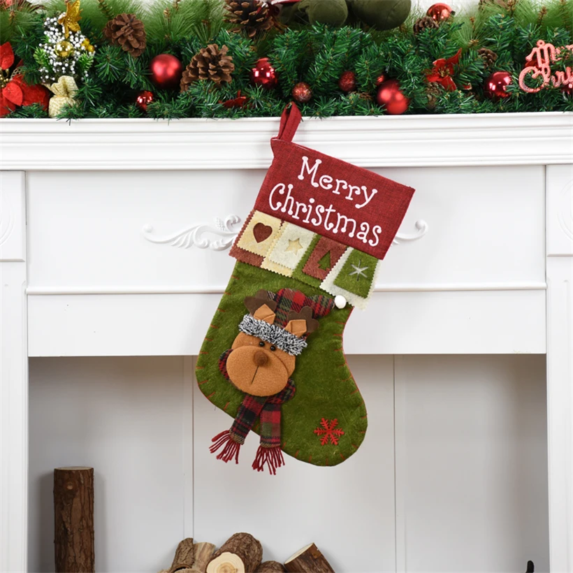 Elk Christmas Stockings Santa Claus Snowman Gift Bag Christmas Decorations for Home Christmas Gifts New Year Christmas Stockings - Цвет: Elk