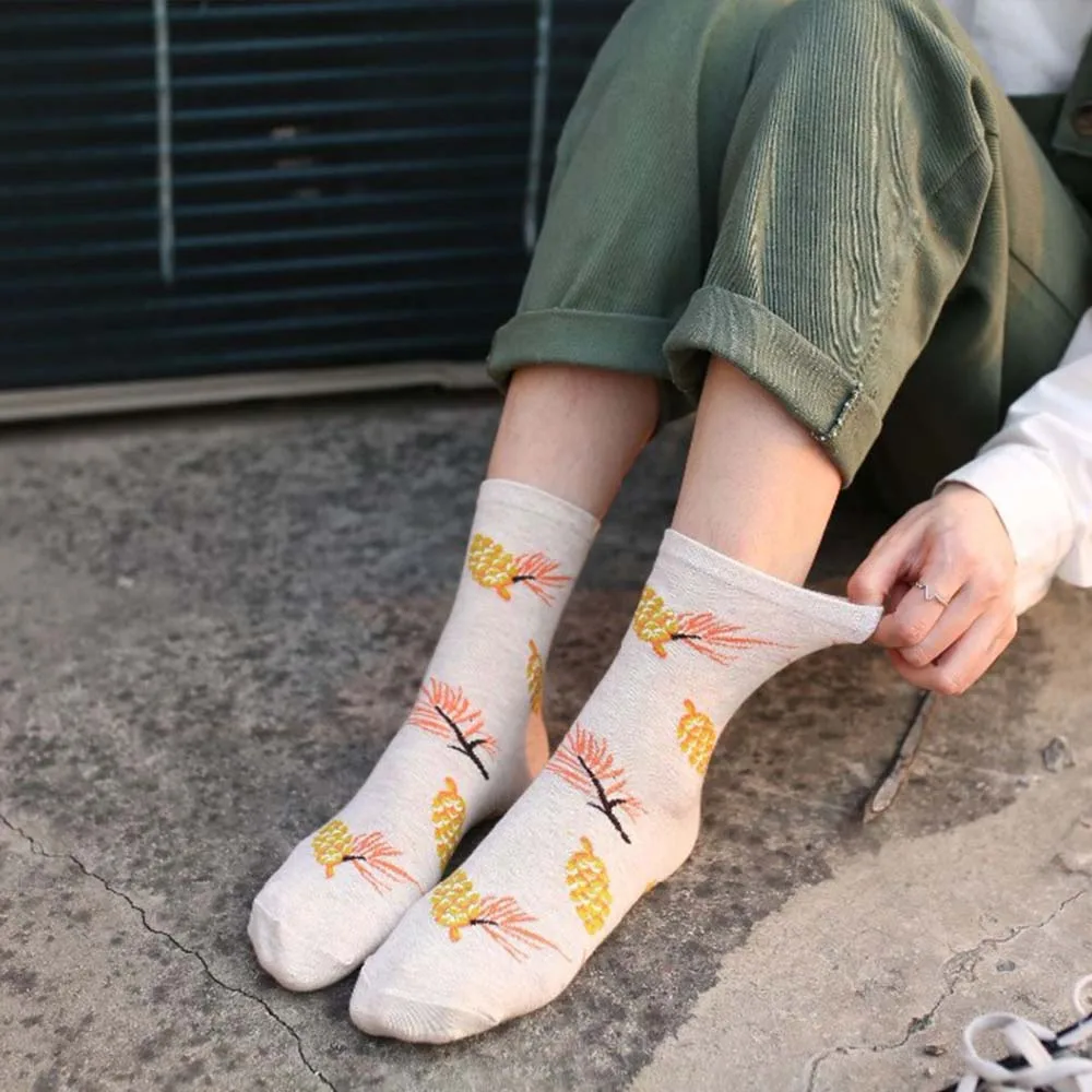 Носки Модные шикарные Короткие хлопковые для мужчин и женщин с принтом овощей