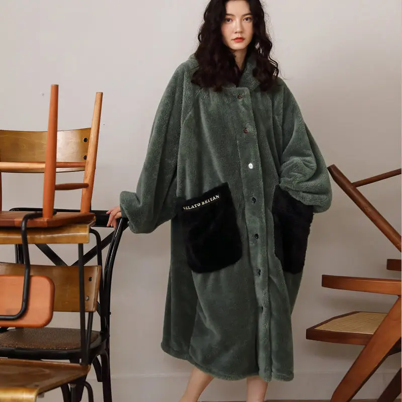 Pajamas Sleepwear Women Autumn Winter Robe Female Winter Morning Robe Couple Bathrobe Pijamas Bathrobe Pajama Women Nightgown