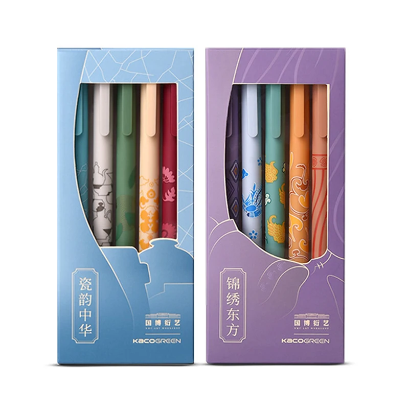 

Kaco 5Pc/Lot Chinese Style Gel Pen Set 0.5MM Color Ink Kawaii Retro Pучка Cute Office Caneta Business School Stationery Supplies