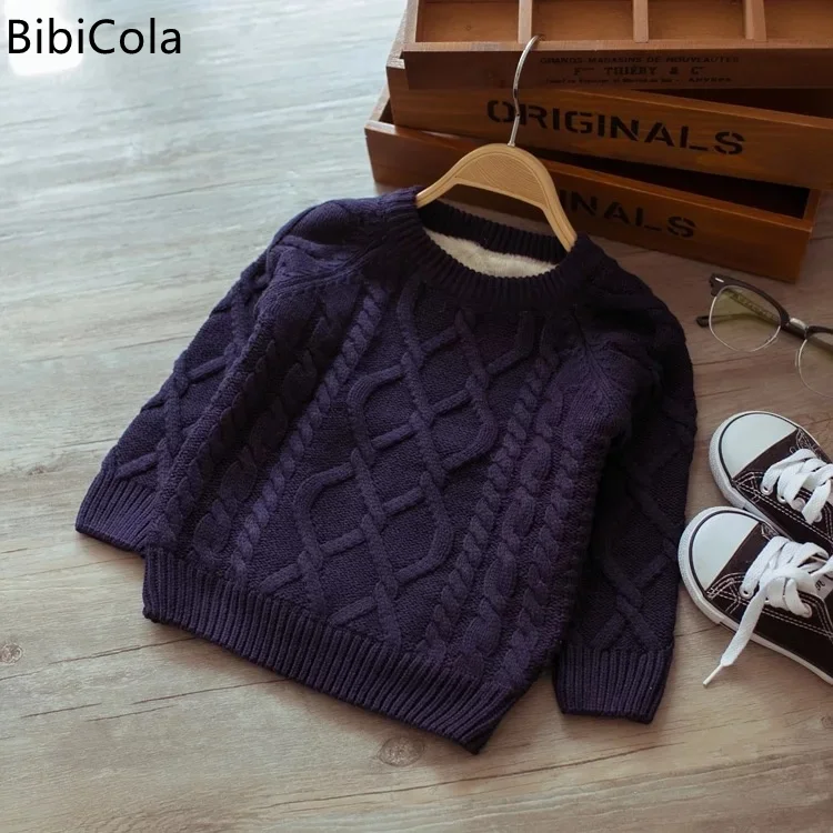 

Свитер для маленьких девочек Однотонный свитер Свободный вязаный свитер с длинными рукавами осенне-зимний модный теплый свитер-пуловер