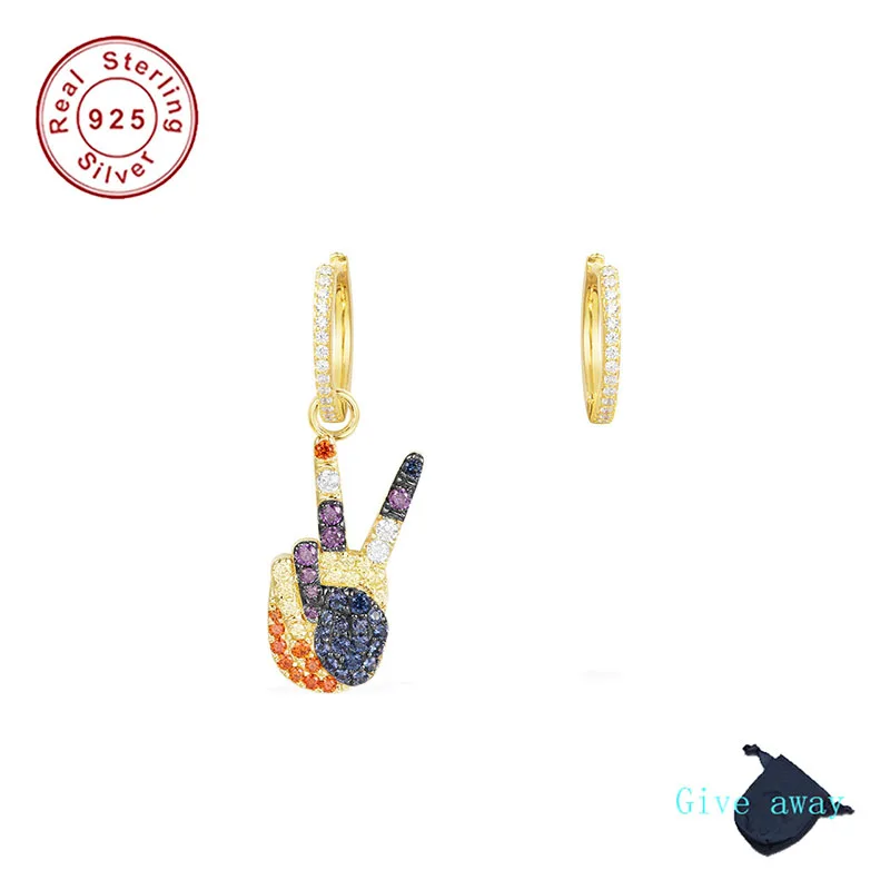 

S925 Pure Scissor Hand Shaped Asymmetrical Earrings Female Personality Light Luxury Fashion Luxury Monaco Jewelry