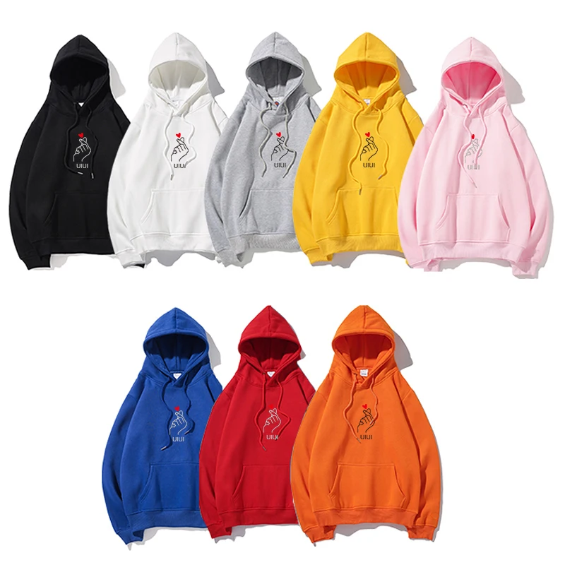 

2020 Winter Women's Clothing Solid Color Finger Heart Style Hoodies Female Cute Loose Costumes