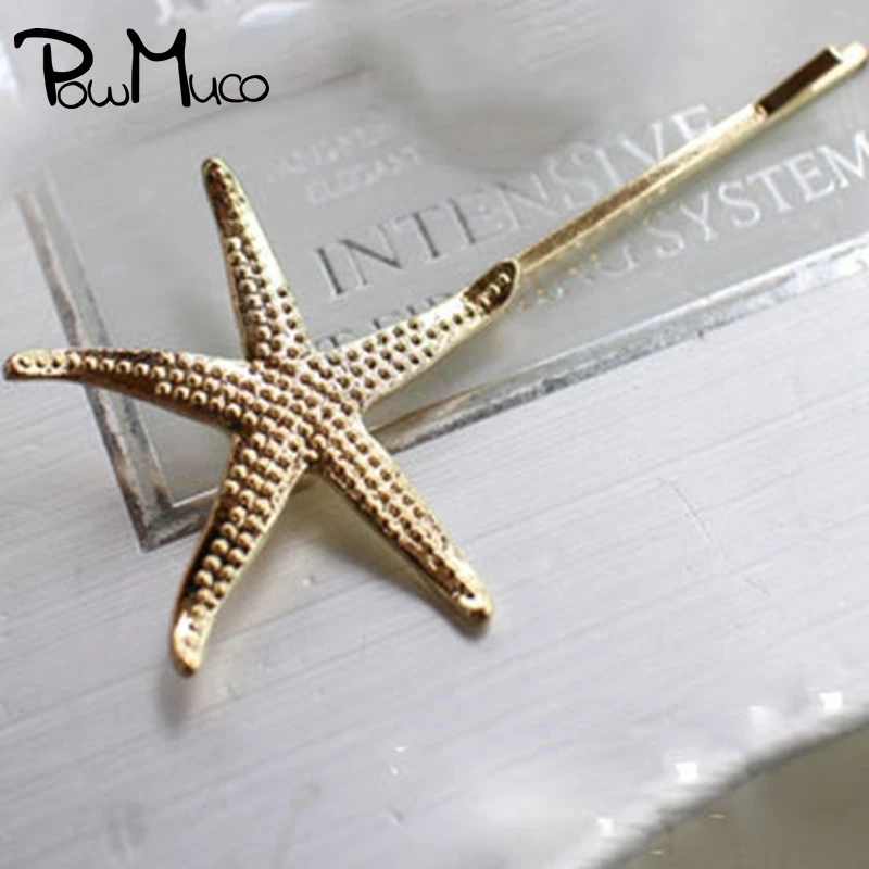 

Powmuco Vintage Leaves Bangs Barrettes Starfish Alloy Hairpin DIY Handmade Luxury Bridal Headwear Accessories Styling Tools