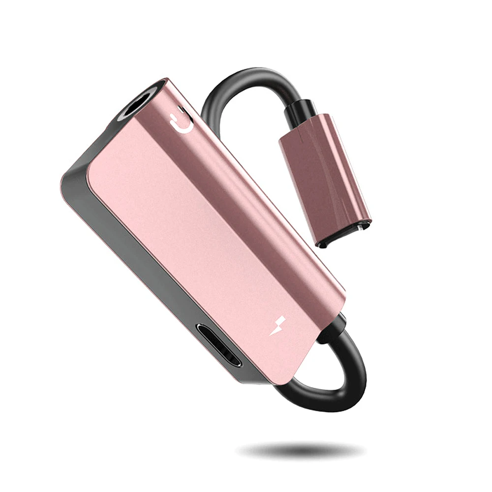Pink 2 в 1 для адаптер для iPhone для Lightning+ 3,5 мм аудиокабель наушников адаптер вспомогательный конвертер для iPhone XR XS Max(N918 - Цвет: Pink