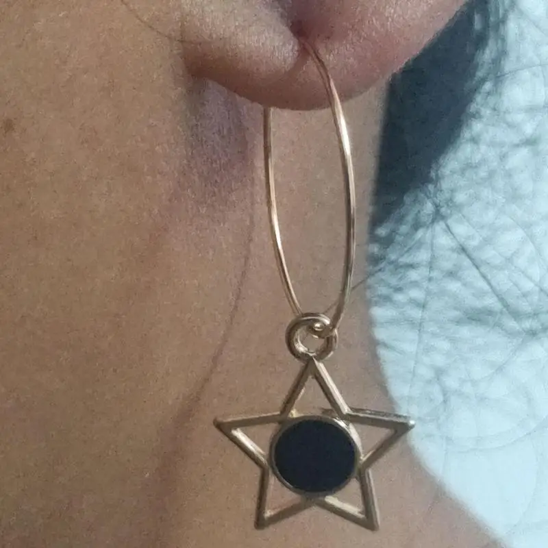 Женские серьги подвески с пятиконечной звездой эффектные блестящие