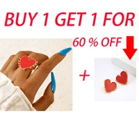 docona trendy red dropping oil heart joint rings for women bohemian adjustable geometry female wedding jewelry girlfriend gifts