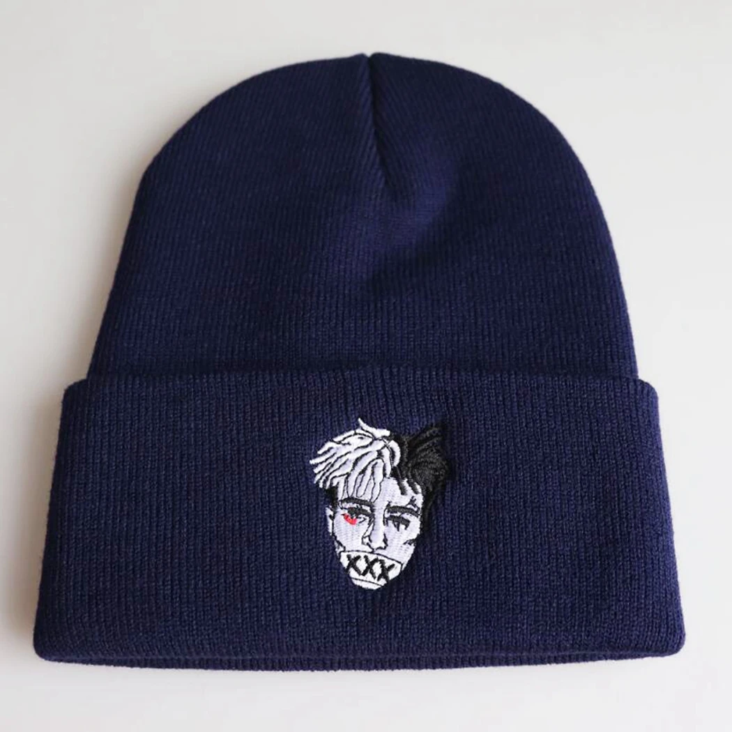 Хип-хоп шапки женщины-хипстеры вышивка 2019 зимние теплые вязаные Твердые манжеты