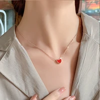 xiaoboacc titanium steel jewelry choker necklace heart pendant womens neck chains engagement christmas gift