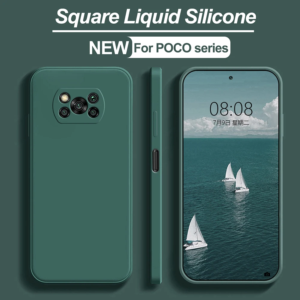 poco x3 pro poco x 3 pro nfc case square liquid silicone soft protector phone cover for xiaomi poco x3 pro pocox3 pro poco x3pro free global shipping