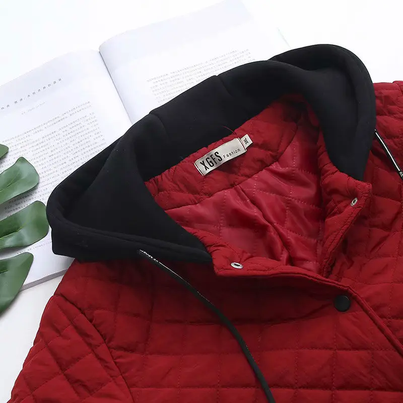 Thick Cotton Coat Winter Femmes Women's Korean Casual Long Plaid Loose Hooded Jacket Shirt Abrigos Mujer Female Parka