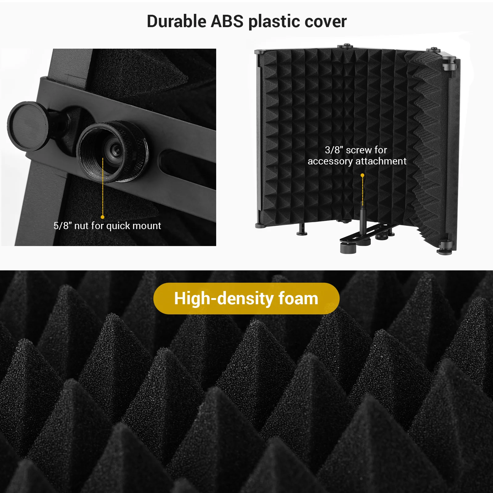 

Microphone Wind Screen Shield Portable Tabletop Sound Absorbing Foam Reflection Filter Mic Soundproof Shield for Audio Recording