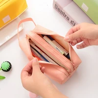girls cute pencil case pen storage bag 2 compartments makeup coin purse for women
