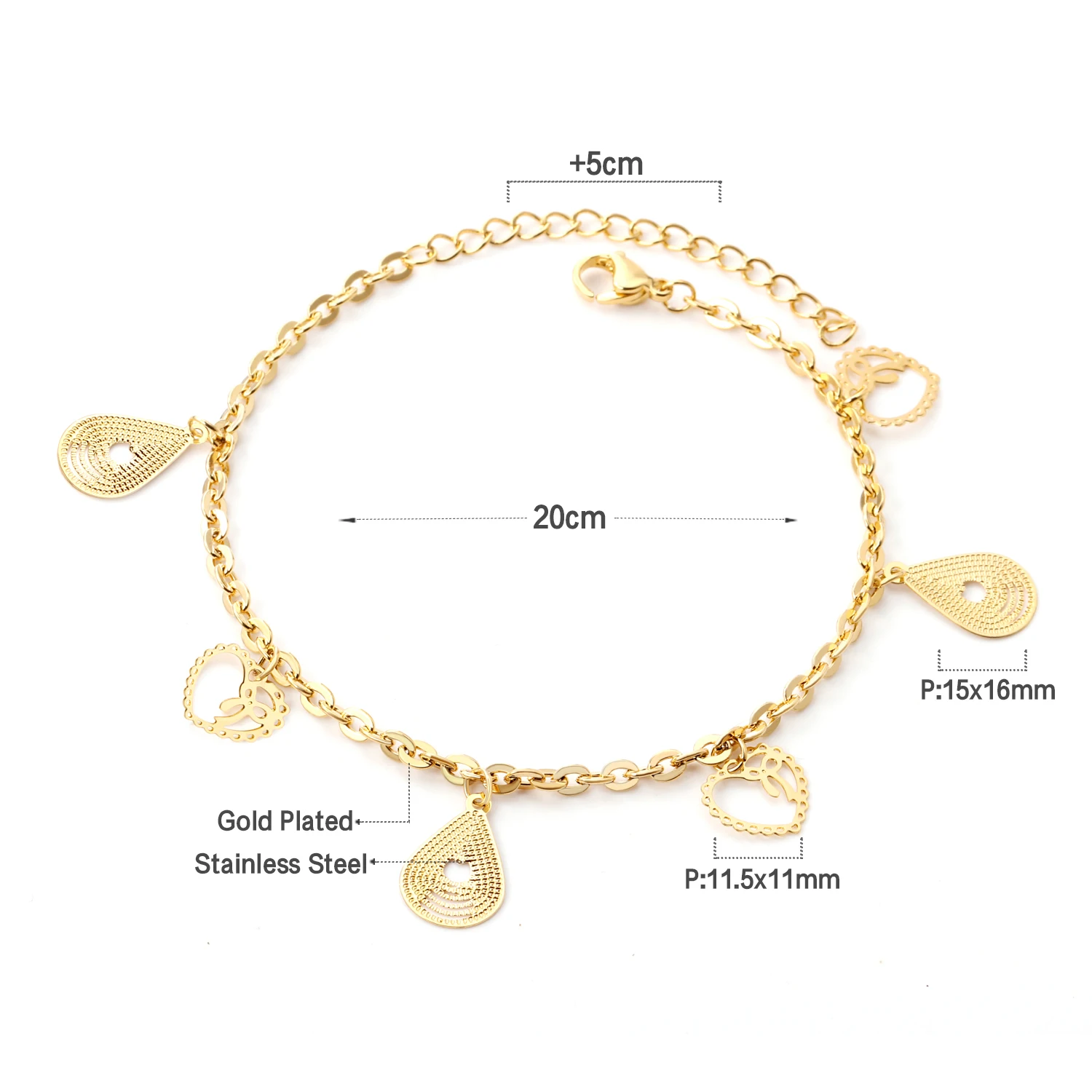Женские золотые браслеты LUXUSTEEL вечерние из нержавеющей стали с подвеской в виде