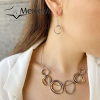 meicem big geometric necklace for women fashion new design choker chain necklaces alloy bridal wedding jewelry friends gifts