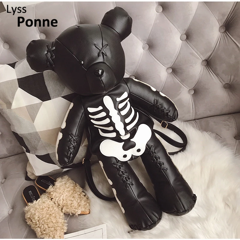 Горячая Распродажа рюкзак из искусственной кожи скелет медведь женская школьная