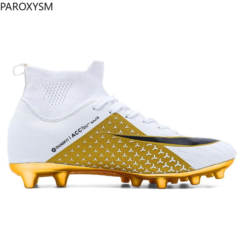 PAROXYSM белые/черные золотые мужские футбольные бутсы высокие женские Botas De Futbol