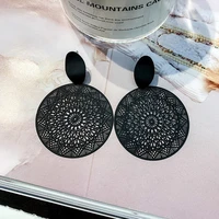 2021 ear jewelry black circle pendant geometric earrings party accessories for women