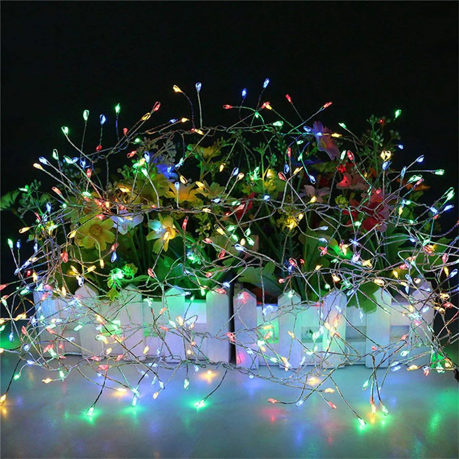 

100/200 LED Christmas lights Copper Wire Firecrackers string fairy lights garland Holiday Wedding Party Garden decorative lamp