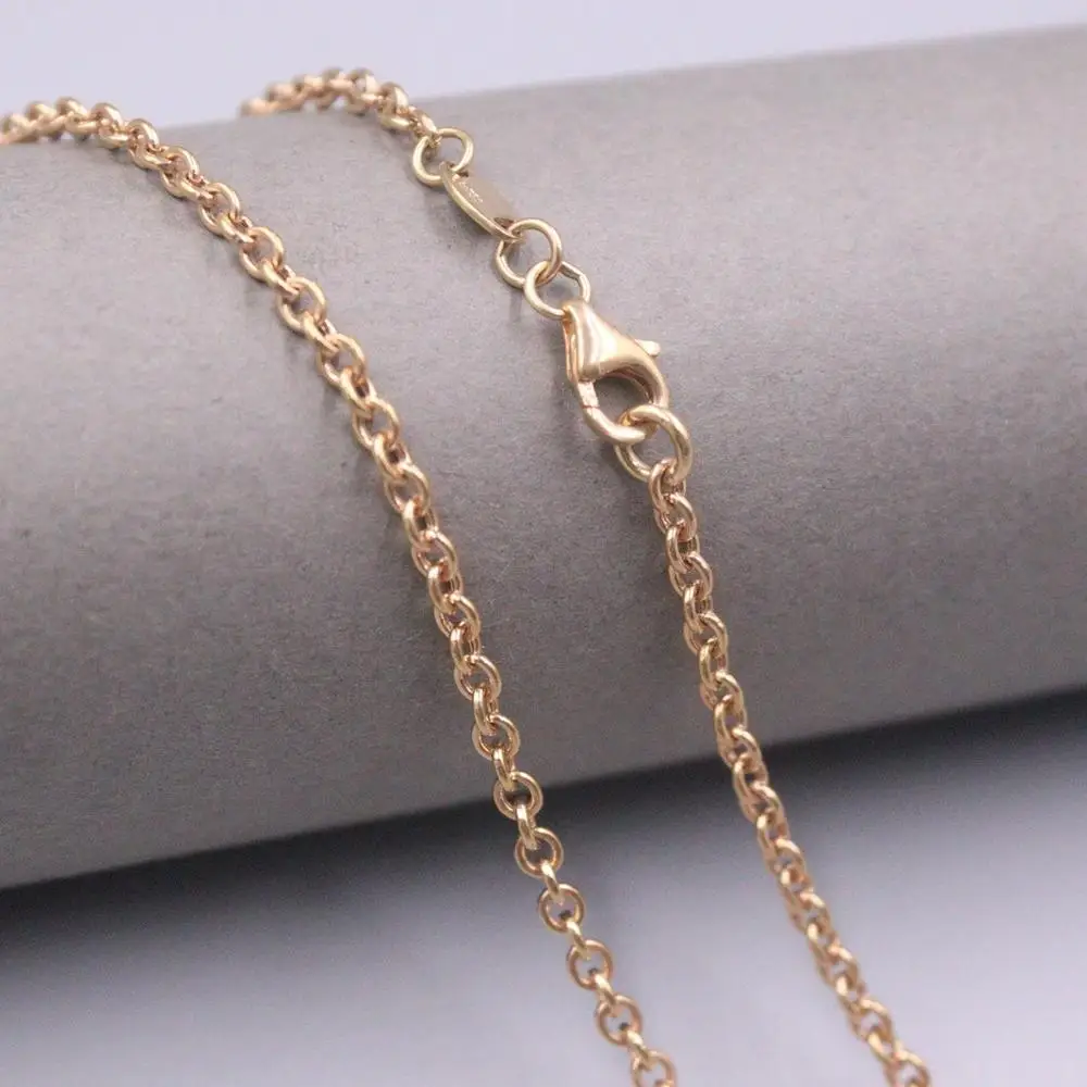 

Real 18K Rose Gold Necklace Women's Rolo Chain 2.8mm Female 45cm/18inch Gift Neckalce Jewellery Female's Gold Chain