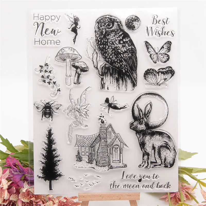

Cling Stamp Of Elf Owl Insect Butterfly Bee Rabbit Scrapbooking Paper DIY Card Album Handcraft Making Transparent Ink Paint Seal