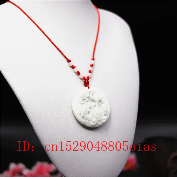 Ожерелье из натурального белого фарфора с кулоном в виде дракона и черепахи