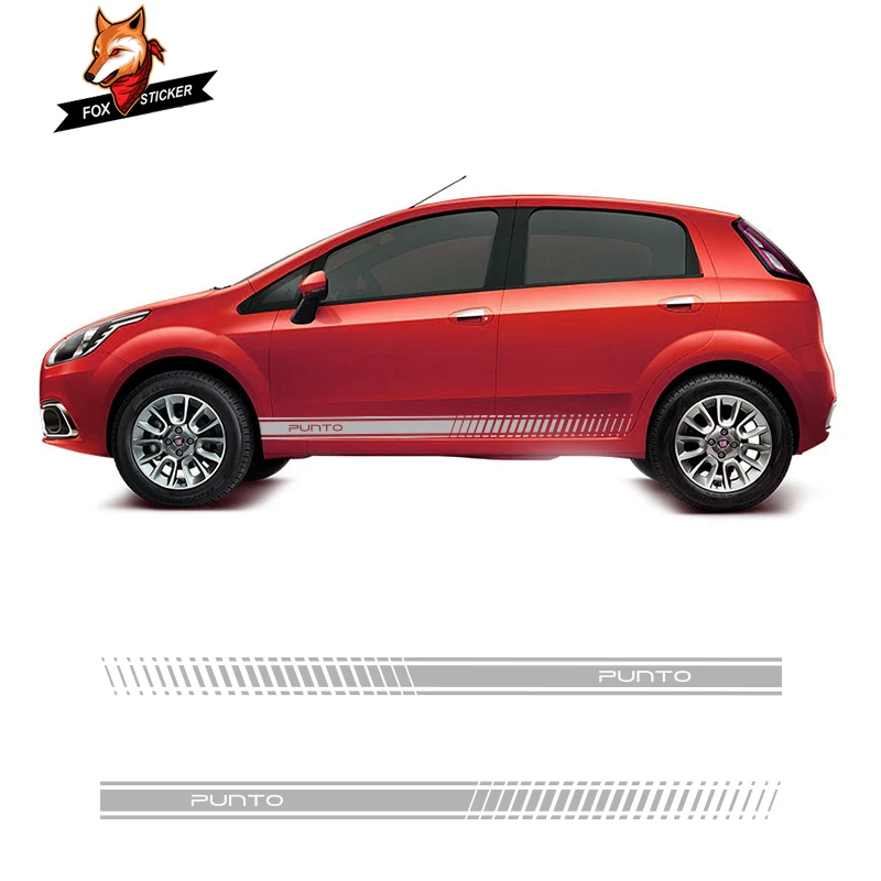 

2 PCS Racing Side Stripes Vehicle Decals Stickers Auto Vinyl Graphics Car Sticker Decal Car Accessaries for Fiat Punto Abarth