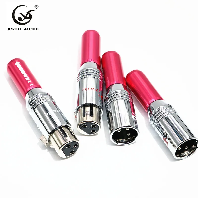 2 пары/4 пары гнездовые мужские 3 штырька XLR YIVO XSSH аудио красный корпус медное