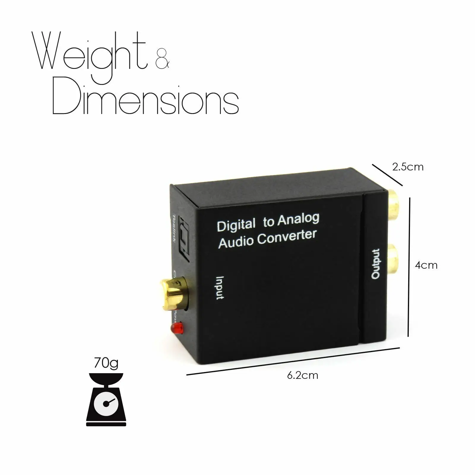 Оптический коаксиальный цифровой Toslink к аналоговому аудио RCA L/R адаптер