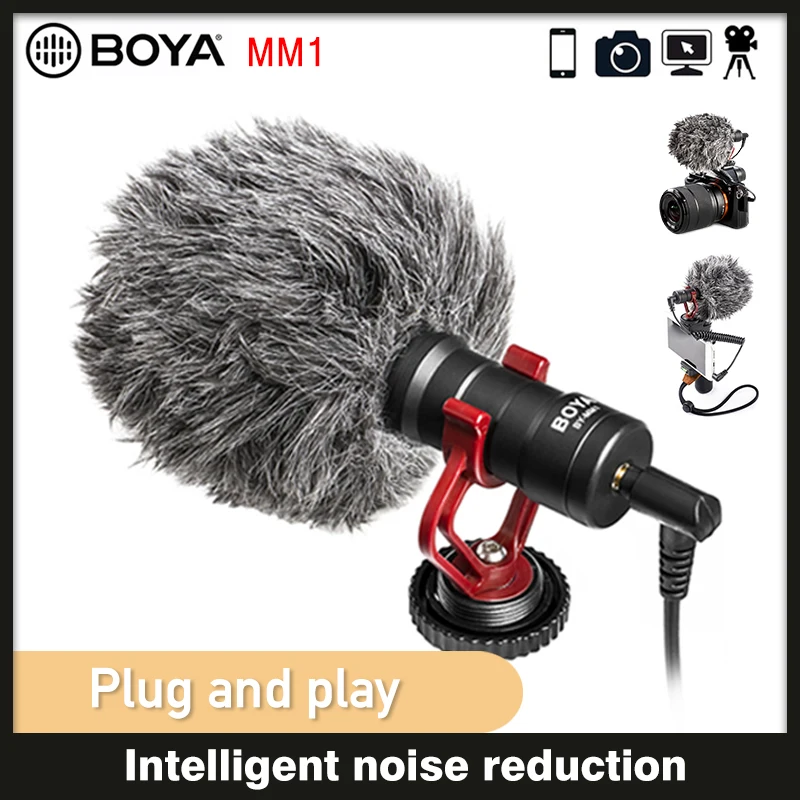 BOYA BY MM1 видео Запись микрофон для DSLR камеры смартфона Osmo Pocket Youtube Vlogging Mic iPhone Android