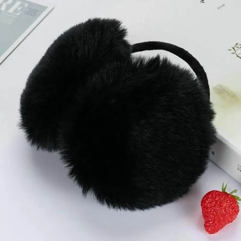 M08 Black Calymel, женские зимние милые наушники, искусственный мех кролика, наушники для ушей, регулируемые, теплые, тепловые, пушистые, плюшевые, покрытие для ушей, протектор для девочек - Цвет: M08 Black