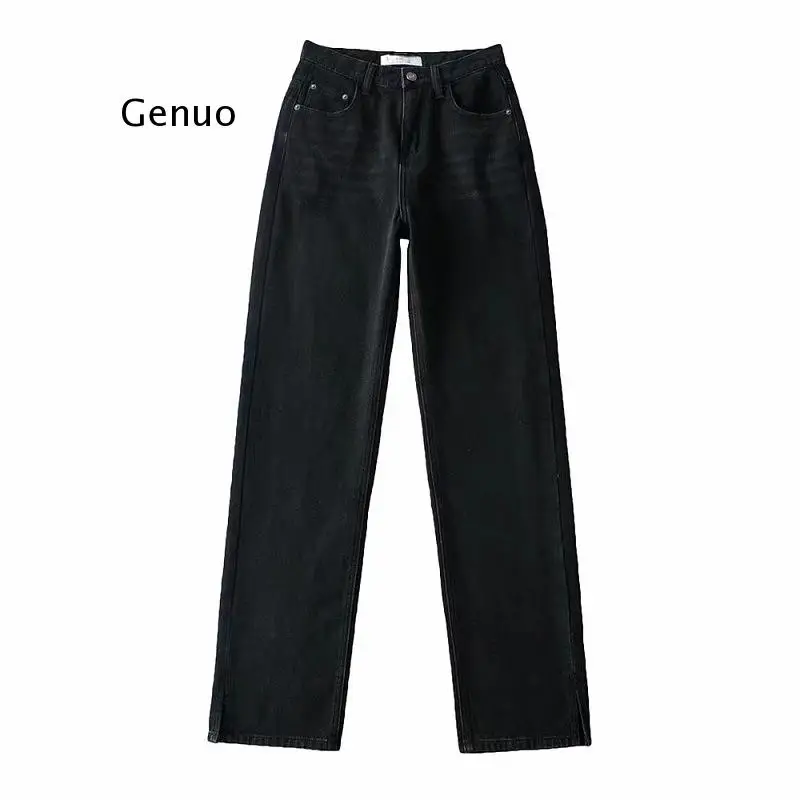 

Women's Pants Straight Leg Jeans Women High Waist Slim Loose Autumn Winter Pants Casual Split Washed Mom Fashion Trousers